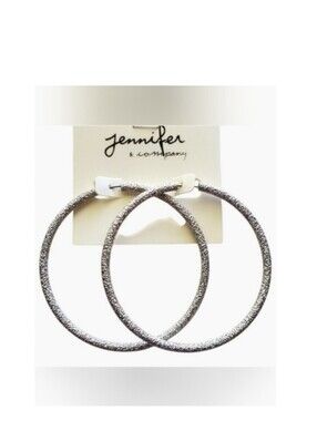 Textured Hoop Earrings, Matte SILVER